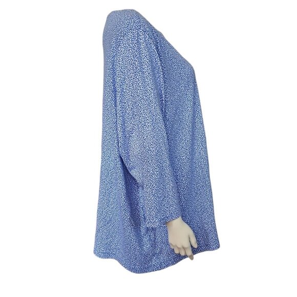 Croft & Barrow Top Womens Plus Size 3X Blue White 3/4 Sleeve Pullover Shirt - Picture 4 of 5